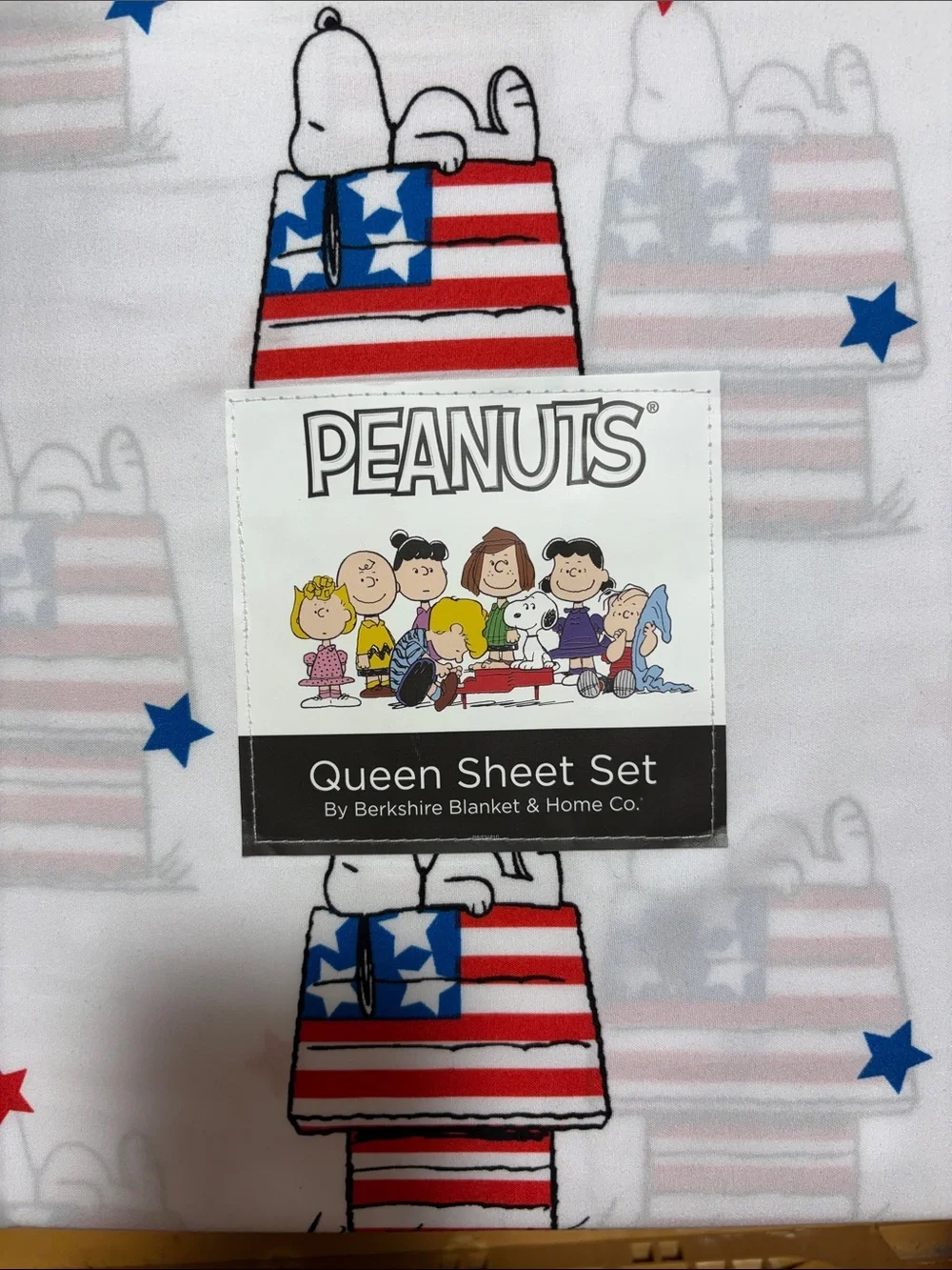 Peanuts queen sheet set in White with Red & Blue Stars America brand new